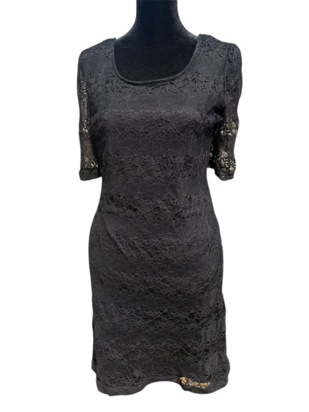 A. Byer Y2K vintage whimsigoth L full lace shortβ sleeve dress Low back goth